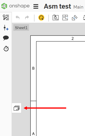 Screenshot with arrow pointing at Sheet Icon