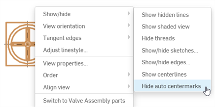 Show/hide auto centermarks from the context menu