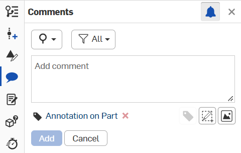 Screenshot of the Comments panel open in a drawing