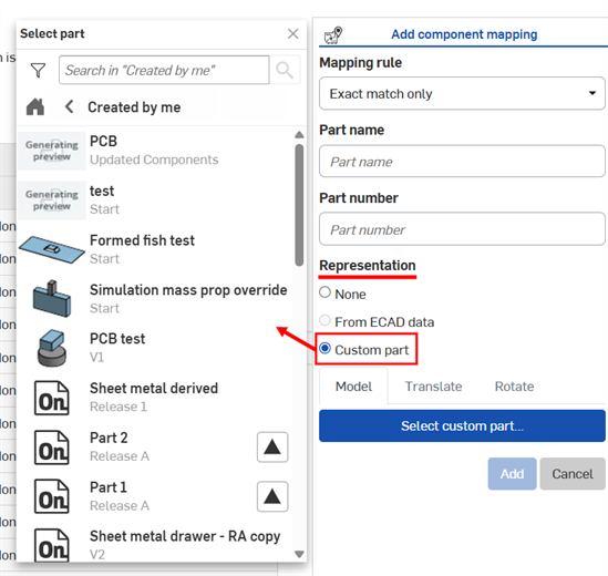 Adding a component mapping Representation