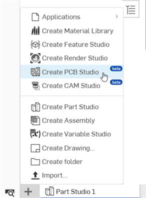 Create PCB Studio tab