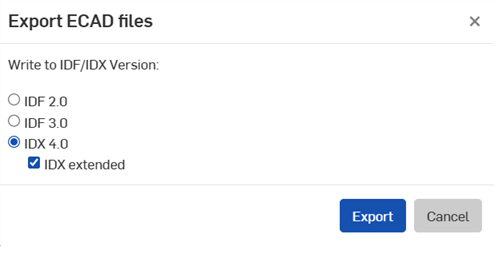 Export ECAD files dialog