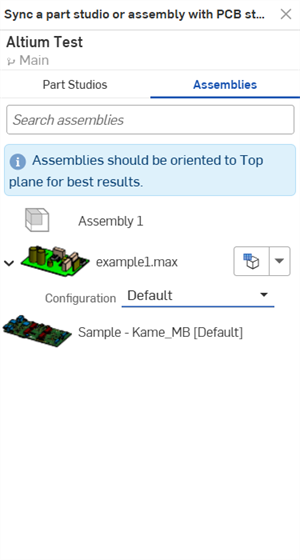 Selecting an Assembly with a configuration