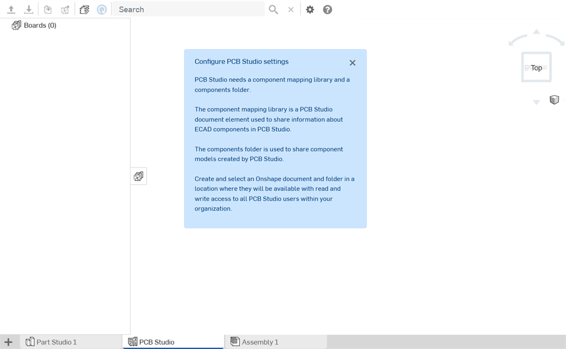 Initial tab when opening the PCB Studio in your document