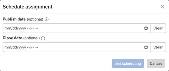 Schedule assignment dialog