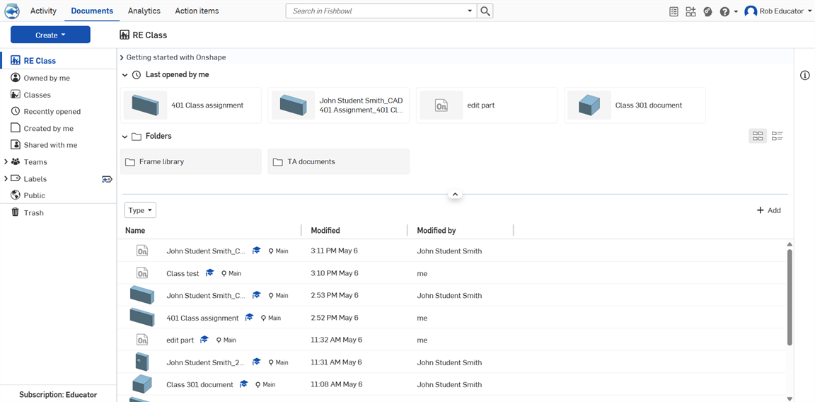 Documents page