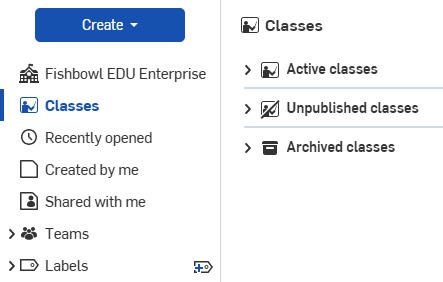 Classes button on the Educator sidebar