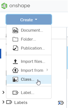 Create menu expanded for creating a class