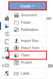 Create menu expanded for creating a class