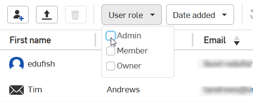 User role filter button