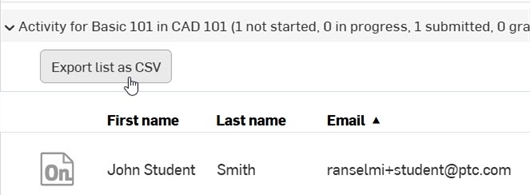 Export list as CSV button