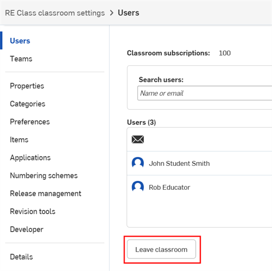 Leave classroom button