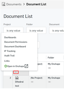 Document three dot menu open