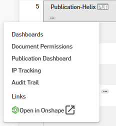 Screenshot of Document/Publication three dot menu open