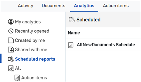 all scheduled reports in the My Analytics page