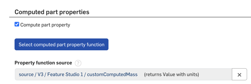 Select computed part property function button