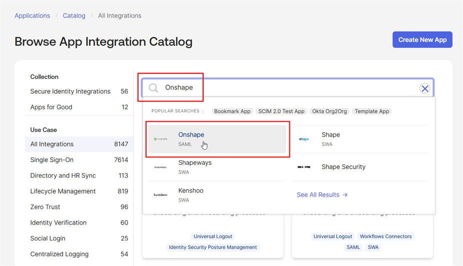Okta: Browse App Integration Catalog