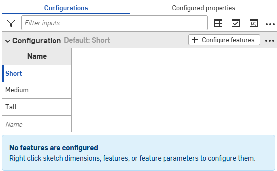 Input values named in the Configuration panel