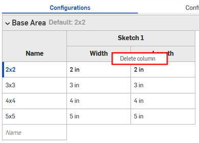 Deleting configuration inputs