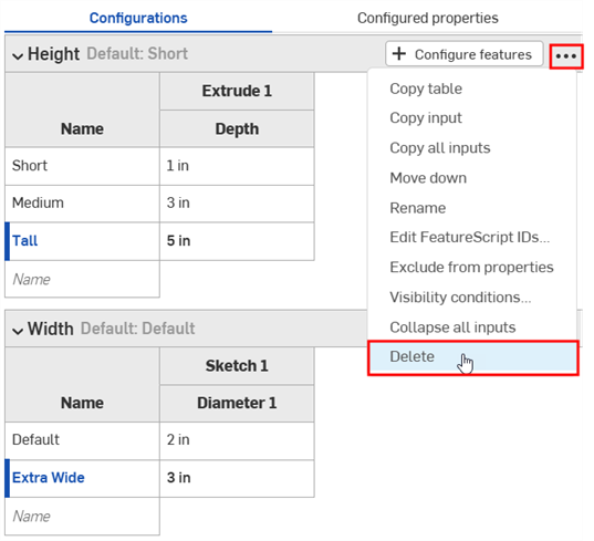 Height input is deleted