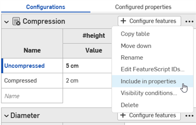 Click the overflow menu in the Configuration panel and select Exclude from properties