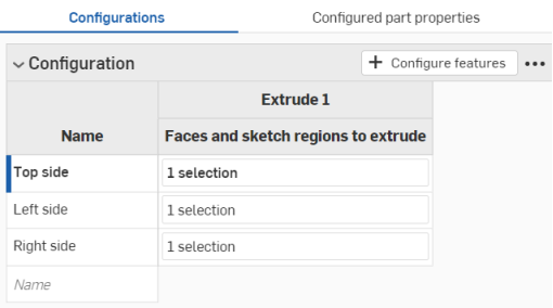 Pasting a configurations table
