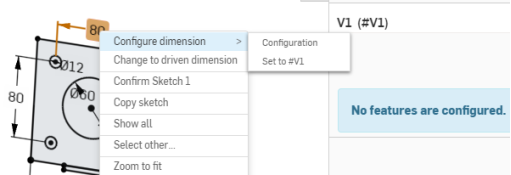example of right clicking a dimension, selecting Configure dimensions