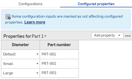 Click the overflow menu in the Configuration panel and select Exclude from properties