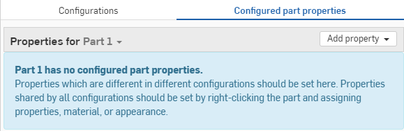 Configuring part properties