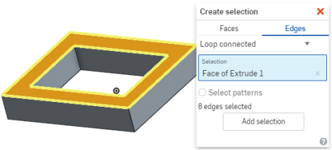 Example of the selection of a face via Loop/Chain Feature