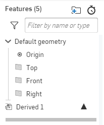 Feature Menu with a derived part