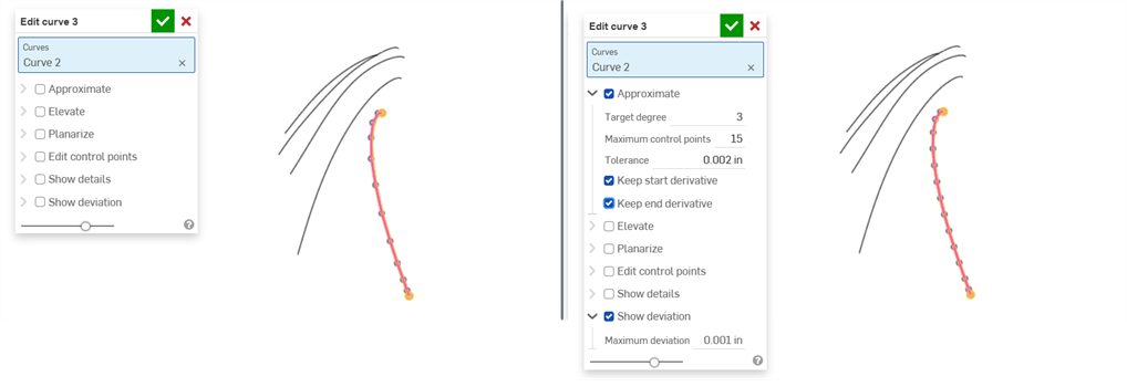 Edit curve: Approximate example