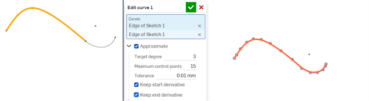 Edit curve: Approximate example