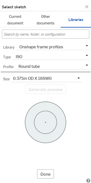 Select sketch dialog