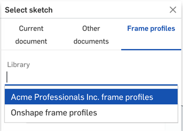 Selecting a library in the Select sketch dialog