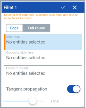 Full round fillet dialog box on iOS platform