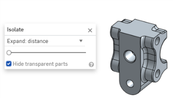 Hide transparent parts enabled on the Isolate dialog