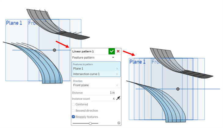 Adjusting curves to be patterned across the surface