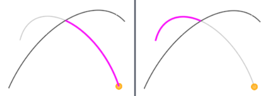 Move curve boundary: Opposite direction example