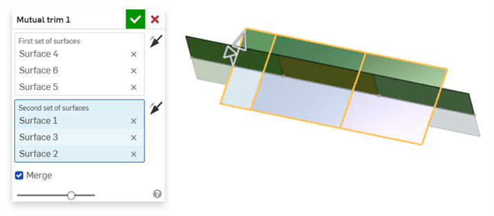 Mutual trim: Selecting second set of surfaces