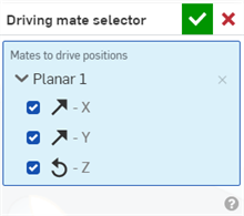 Driving mate selector dialog pre-selected