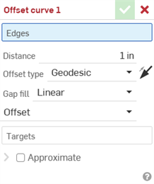 Offset curve dialog