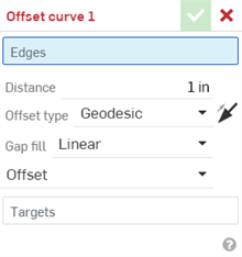Offset curve dialog
