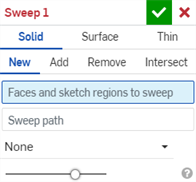 Screenshot of the Sweep dialog Solid section