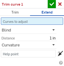 Trim curve dialog: Extend