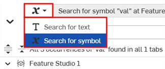 Feature Studio Search mode dropdown
