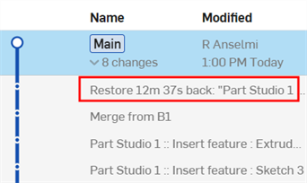 Changes displayed after a merge is restored