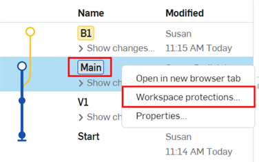 RMB a workspace in the Versions and history panel and select Workspace protections