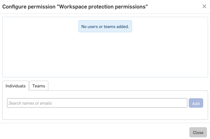 Configure permissions dialog