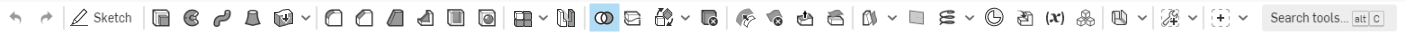 Feature toolbar with Boolean feature icon highlighted